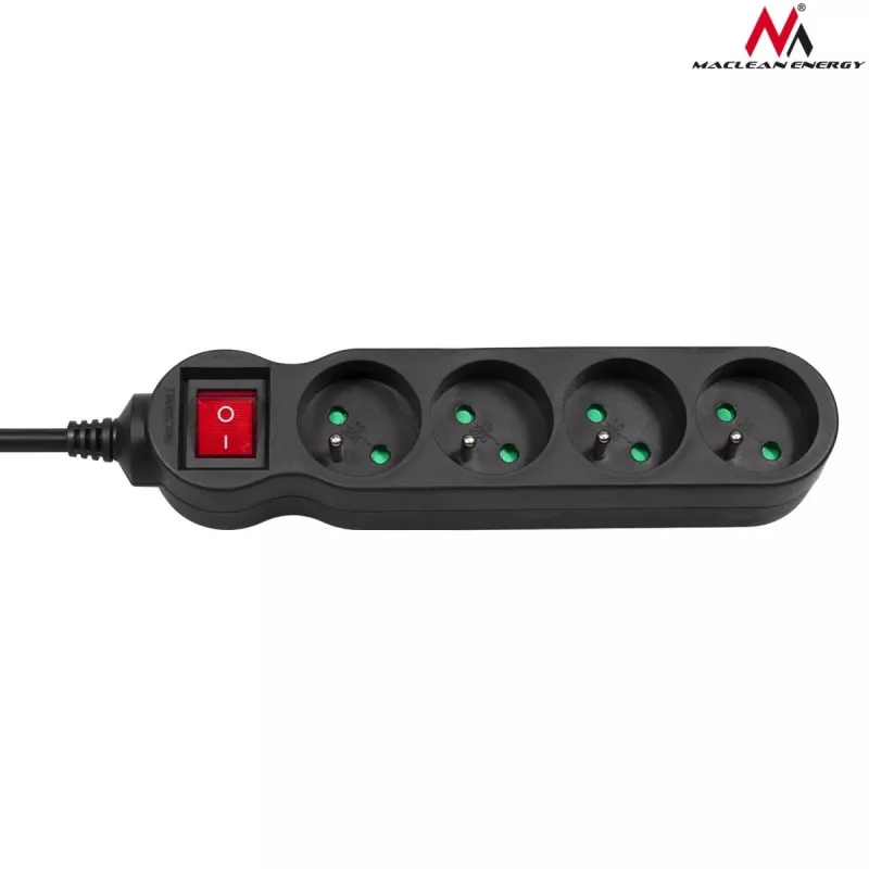 Maclean MCE180 power strip 1,4 M 4 indoor AC outlets Black