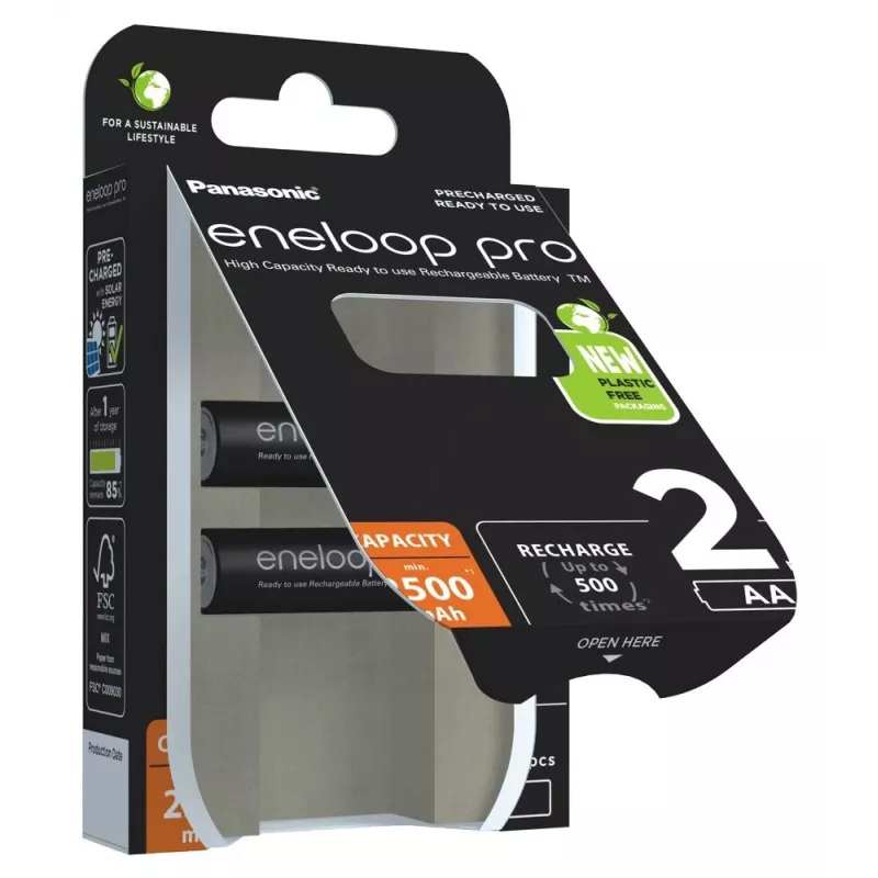 Rechargeable batteries PANASONIC ENELOOP PRO AA 2500 mAh 2 pc(s) (BK-3HCDE/2CP)