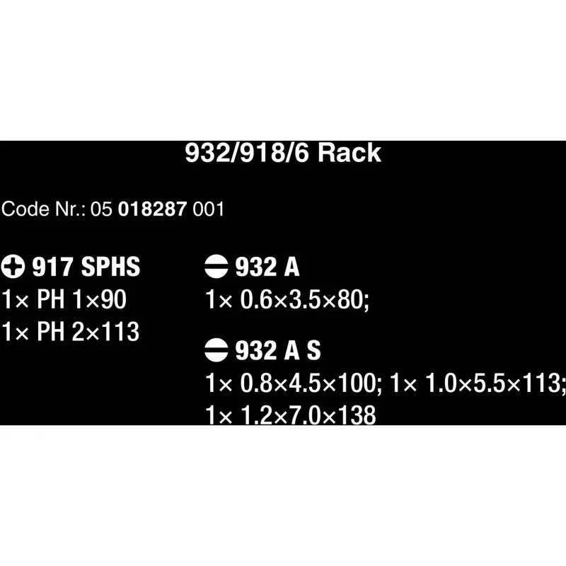Wera 932 S/6 Kraftform Screwdriver Set with Rack, 6 pcs
