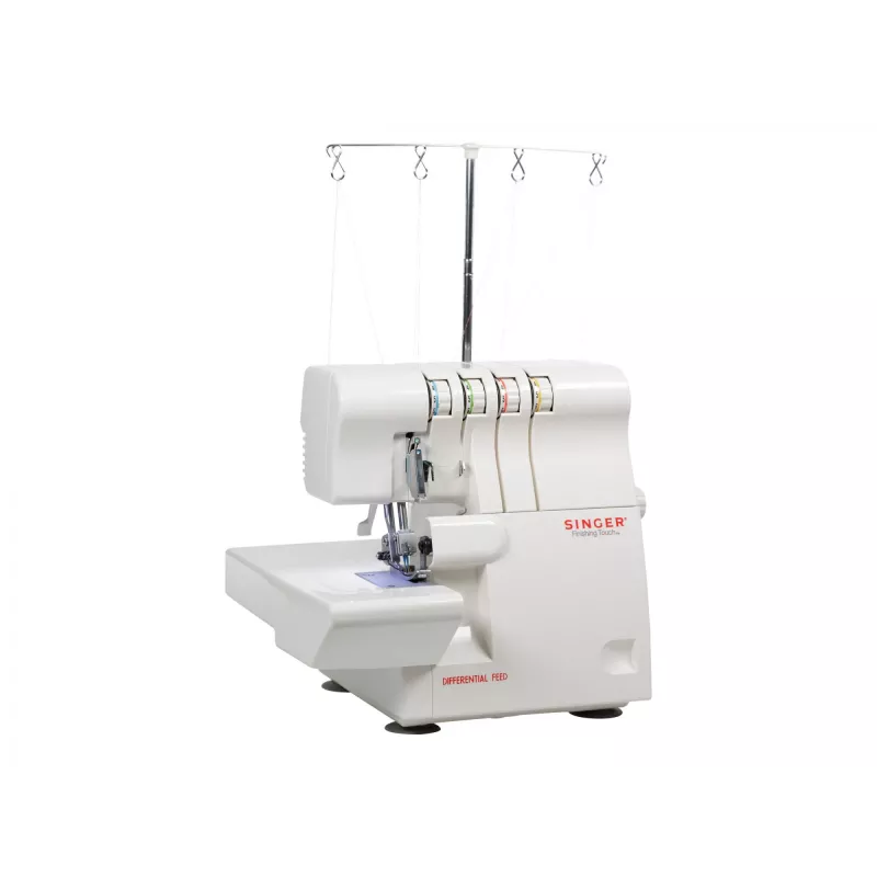 Overlock Sewing Machine SINGER 14SH654 — Electric, 4-step Buttonhole, Free Arm, 1300 Stitch Patterns, White