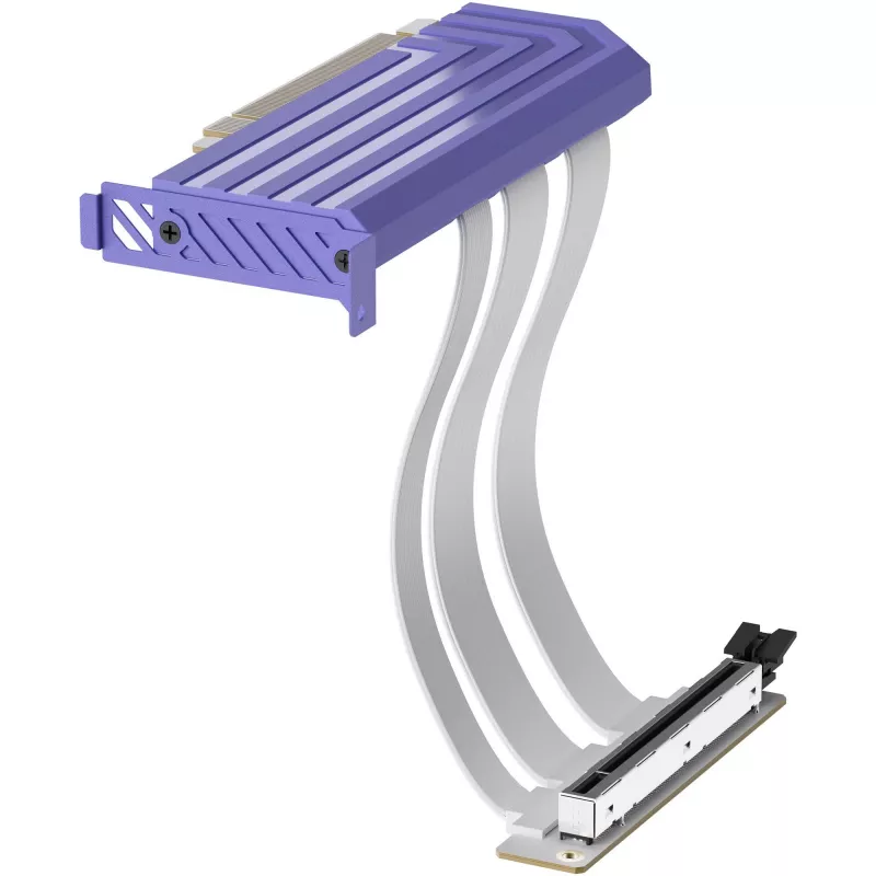 PCIe 5.0 Hyper Riser cable by HYTE, model ACC-HYTE-PCIE50-TM, 20 cm, purple/white
