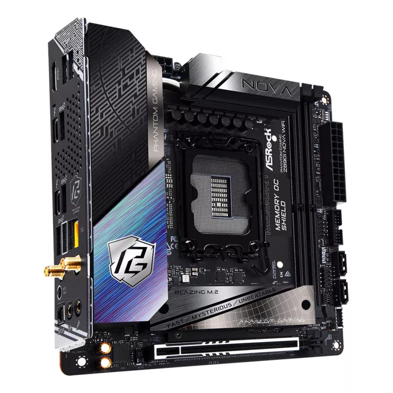 Motherboard ASRock Phantom Gaming Z890I Nova WiFi — Intel Z890, LGA 1851, mini ITX, DDR5, 2x M.2, Wi‑Fi 6E/7, 5Gb LAN, Thunderbolt