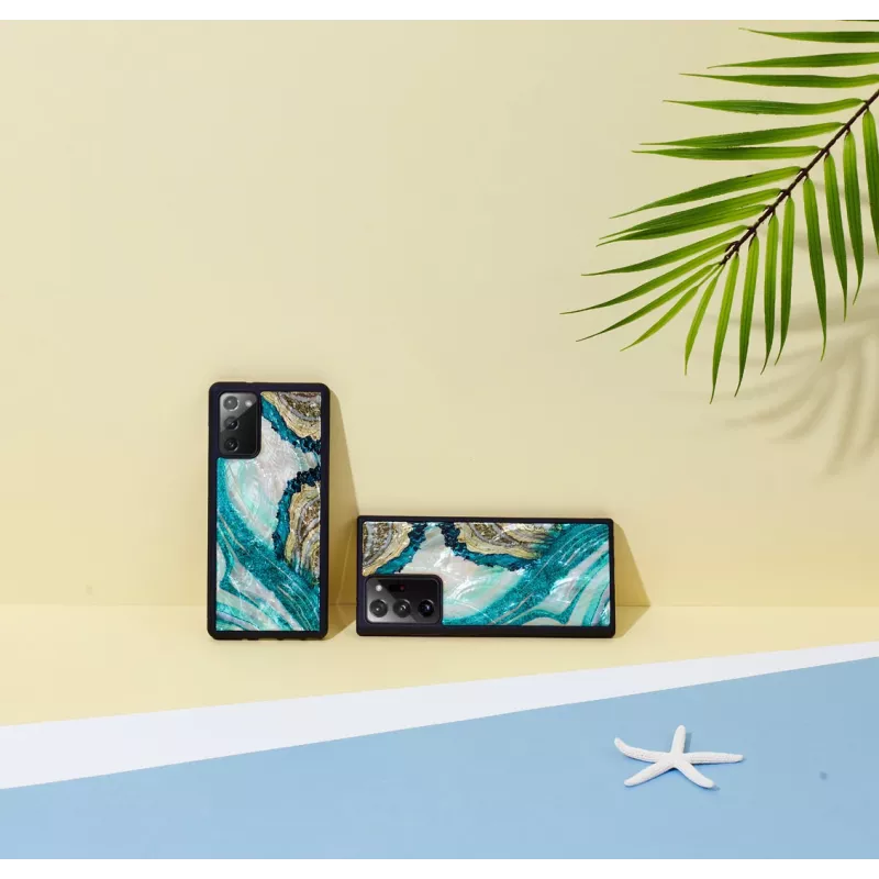 Protective phone case iKins for Samsung Galaxy Note 20 Ultra — aqua agate design