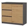 Chest of drawers top e shop Topeshop 1D3S 80×40×75 cm, anthracite oak artisan matte