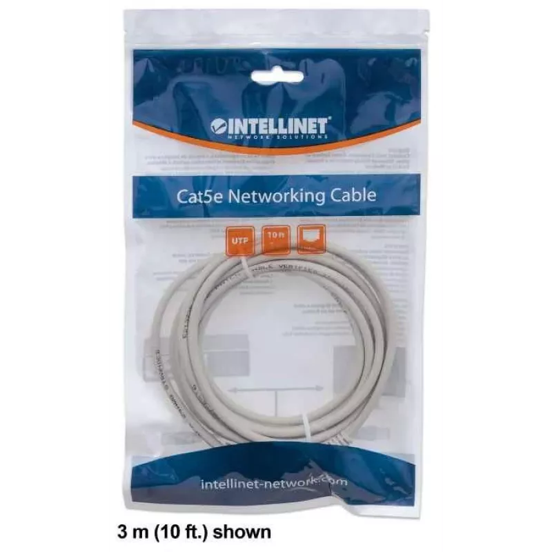 Intellinet Network Patch Cable, Cat6, 0.5m, Grey, CCA, U/UTP, PVC, RJ45, Gold Plated Contacts, Snagless, Booted, Lifetime Warranty