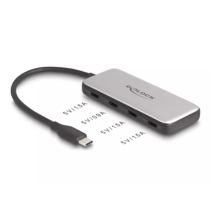 DeLOCK 64261 USB 3.2 Gen 1 Type-C Hub 10000 Mbit/s Black Grey