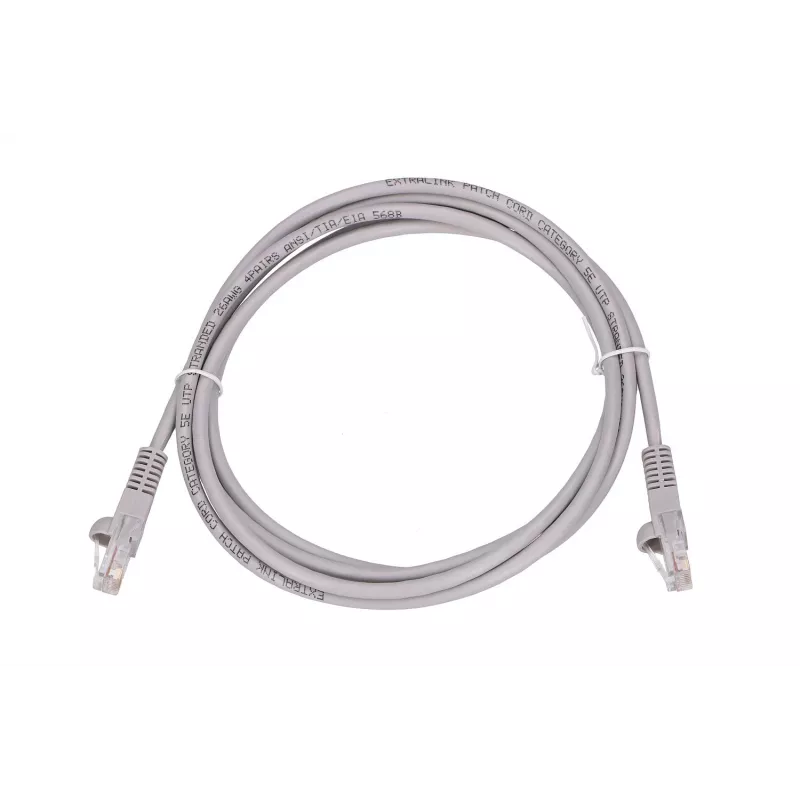 LAN patchcord Extralink Cat.5e UTP 2 m, RJ-45 to RJ-45, grey
