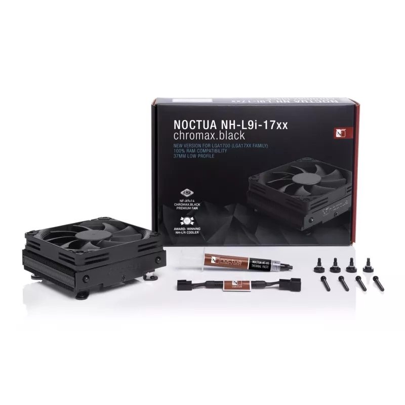 CPU Cooler Noctua NH-L9I-17XX chromax.black — Low-profile LGA1700 cooler, 92 mm fan, 37 mm height