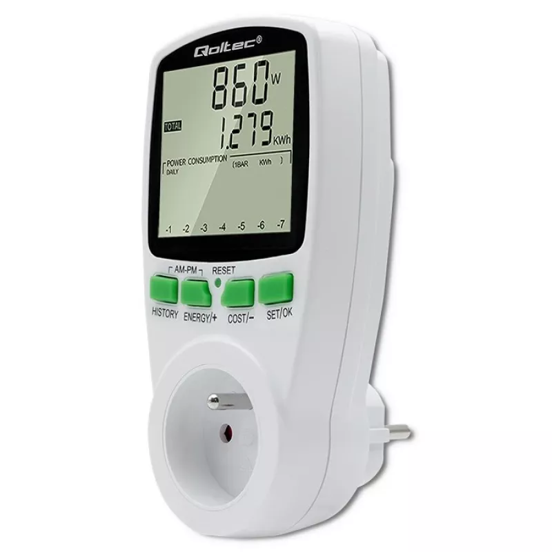 Power meter QOLTEC PM0627 3680W with history — QOLTEC PM0627 3680W
