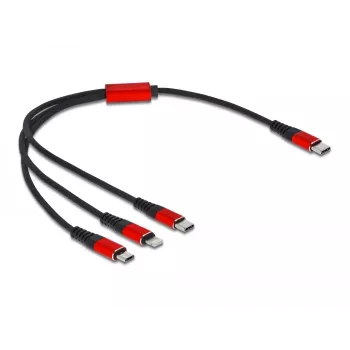 USB Charging Cable DeLOCK 86710 3 in 1 USB Type-C to Lightning Micro USB 30 cm Black Red