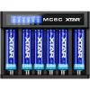 Battery charger XTAR MC6C multi-slot smart charger for cylindrical Li‑ion cells, 6‑bay, supports 18650/21700/AA, 5V input, black