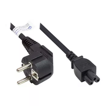 Netzkabel Schutzkontakt-Stecker Typ E+F (CEE 7/7, gewinkelt) an C5 (gerade) für Notebook, schwarz, 0,75 mm², 3 m, Good Connections® (P0105-S030)