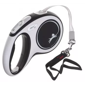 Retractable lead Flexi New Comfort M Tape 5 m Black — retractable tape leash, size M, max load 25 kg, weight 300 g