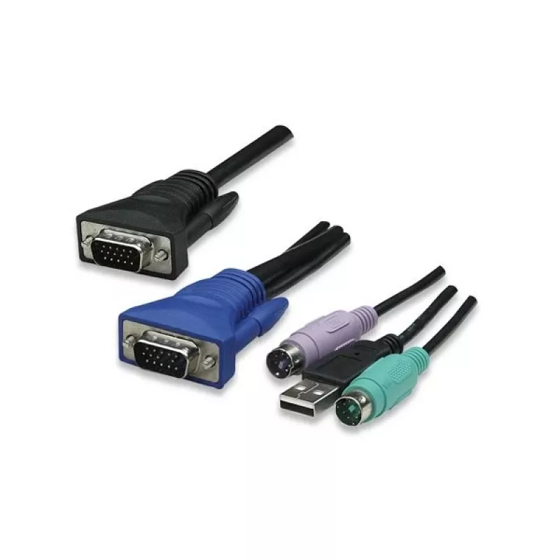 Intellinet 8-Port Rackmount KVM Switch, Combo USB + PS/2, On-Screen Display, Cables included (Euro 2-pin plug)