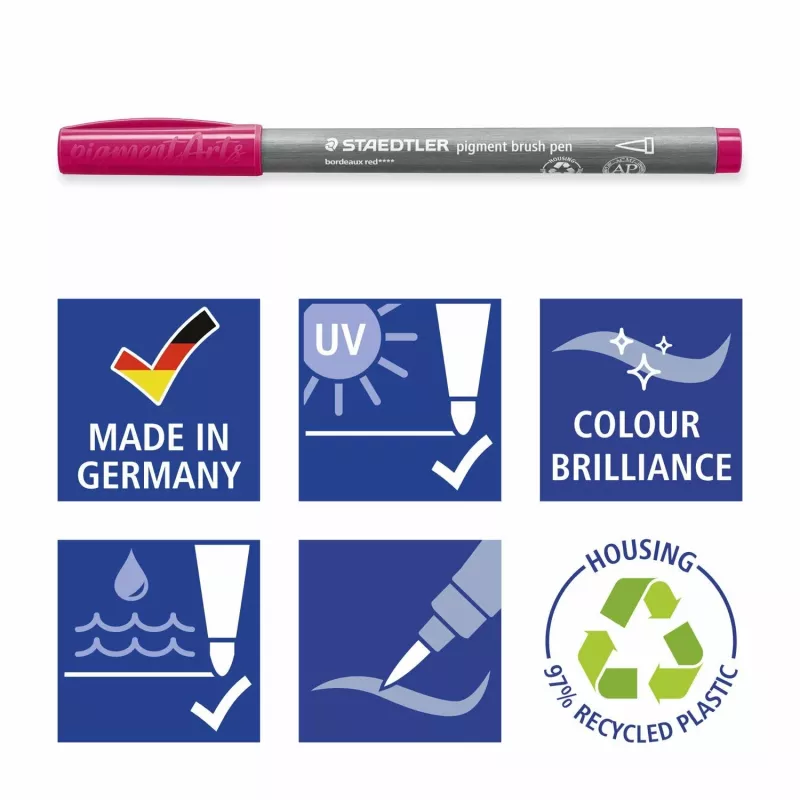 Staedtler Design Journey 371 BK4-2 Pigment Brush Pen Set, Lake Colors, 4 pcs