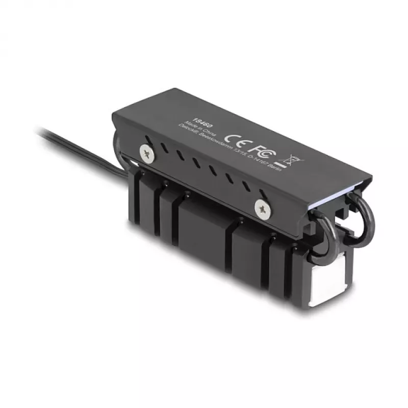 Heatsink DELOCK 18460 for M.2 SSD 2280 — Aluminium/Copper, RGB 5V, Black