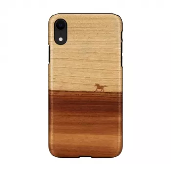 Phone case man and wood for iPhone XR — black, protective soft-shell