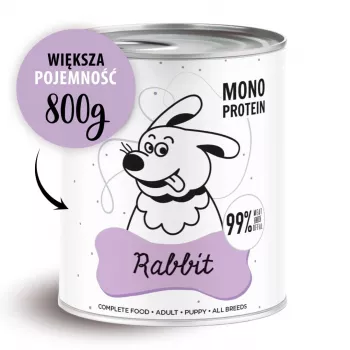 Wet dog food PAKA ZWIERZAKA Pepe Rabbit 800 g — adult complete canned feed, rabbit, 85.4% moisture