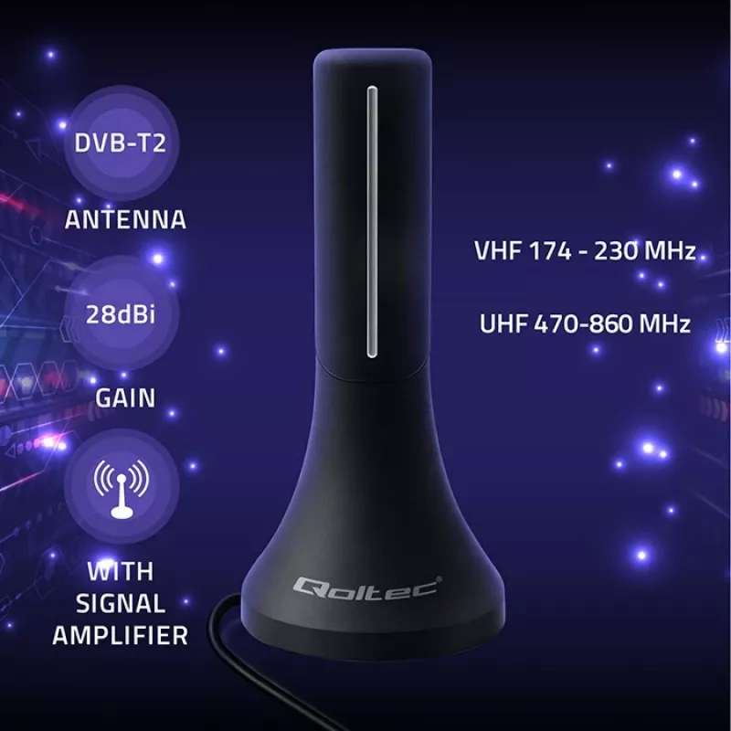 Television Antenna QOLTEC TV DVB-T/T2 Qoltec (indoor/outdoor) model 57065