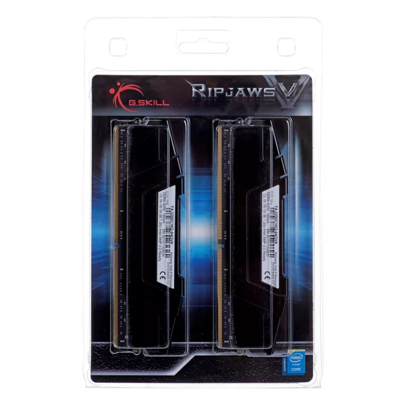 G.SKILL Ripjaws V Series (Intel XMP) DDR4 RAM 64GB (4x16GB) 3200MT/s CL16-18-18-38 1.35V Desktop Computer Memory UDIMM - Black (F4-3200C16Q-64GVK)