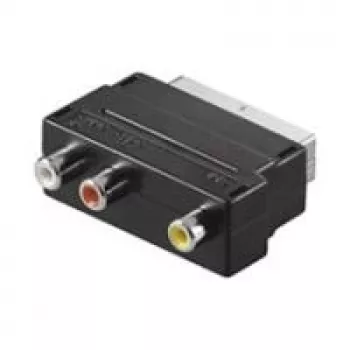 Wentronic Goobay Scart/RCA-Adapter, SCART-Plug (21-Pin), Black - SCART-Plug (21-Pin) > 3x RCA-Socket (50122)