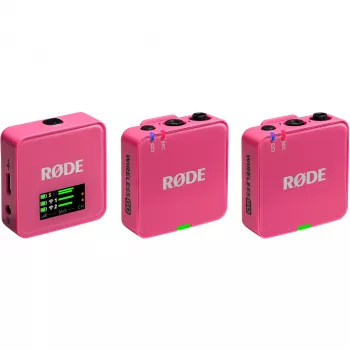 Wireless microphone RODE Wireless GO III Pink — compact dual-channel transmitter and receiver system