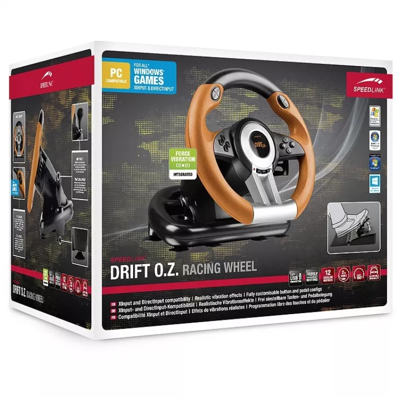 Steering Wheel + Pedals Speedlink DRIFT O.Z. Black Grey Orange