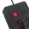 Power strip MACLEAN MCE388 B — 2 AC sockets, 3×USB A, 110–120V 50/60Hz, 2500W, 3 m cable, black
