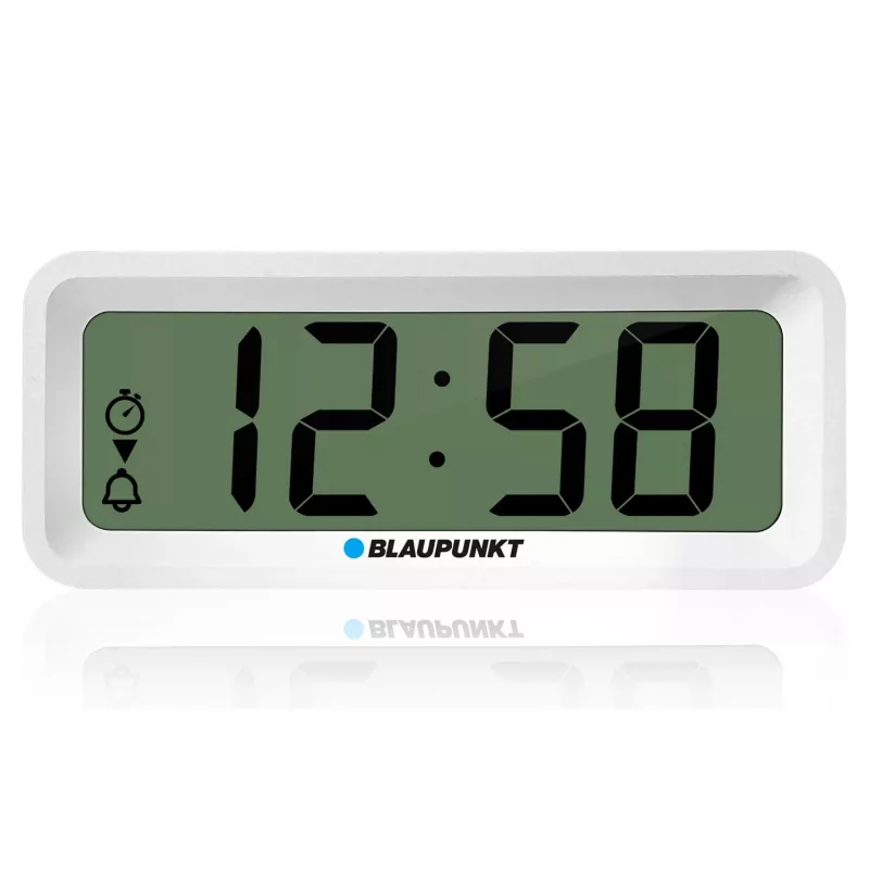 Alarm clock BLAUPUNKT CL04WH multifunction watch, white — thermometer, calendar, snooze, 88×37×21 mm