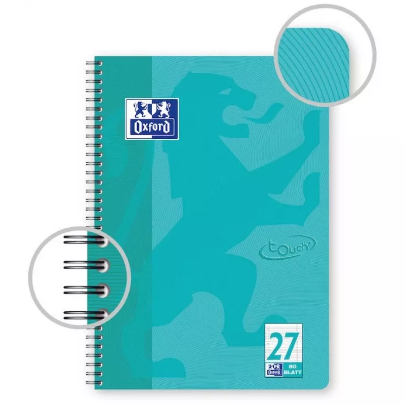 Oxford TOUCH writing notebook A4+ 80 sheets Aqua colour