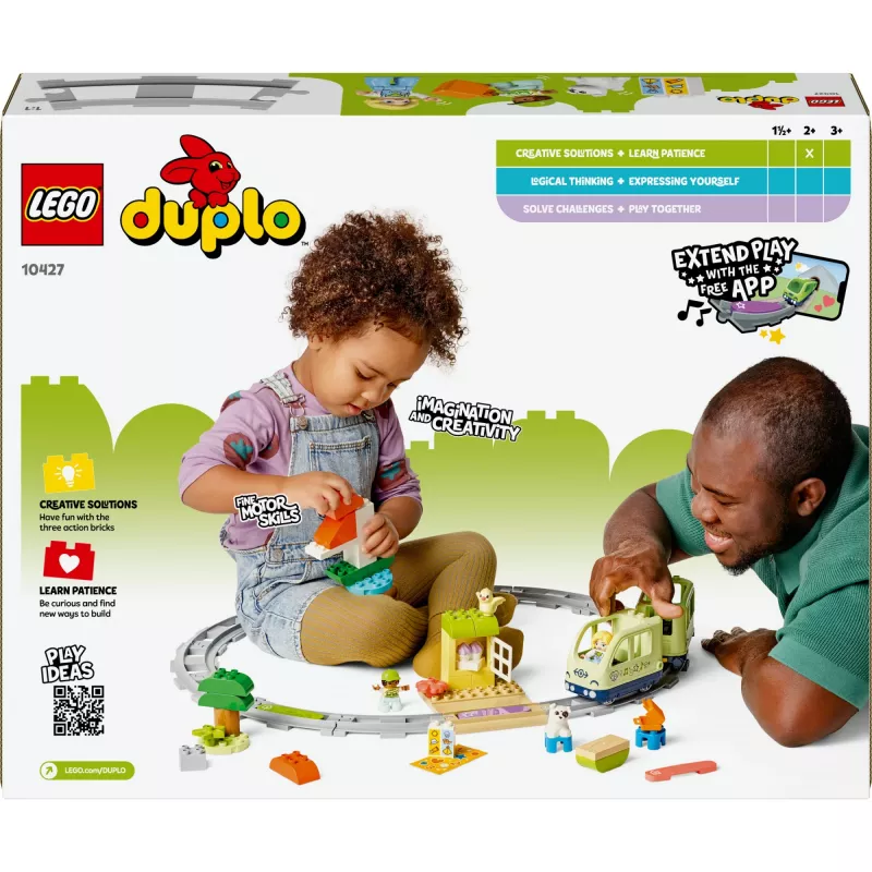 Toy train set LEGO DUPLO Interactive Adventure Railway 10427, 57 pieces, 2 minifigures, for ages 2+