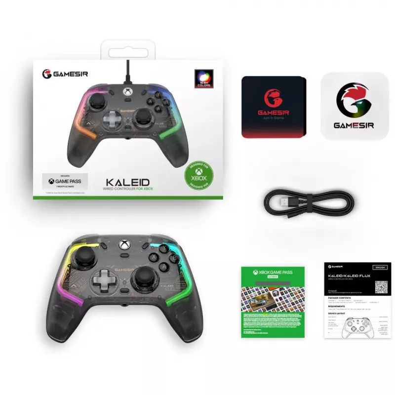 GameSir gamepad Kaleid Black Transparent wired USB Type-C for Xbox One / Xbox Series X / Series S, 3 m cable