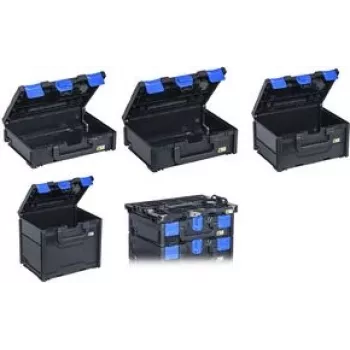 Storage box allit EuroPlus MetaBox 340 black/blue ABS plastic with secure coupling system
