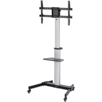 Manhattan Trolley Mount Stand for TV & Monitors, For screens: 37 inch to 86 inch, -10 to 5° Tilt, 90° Rotation, VESA compatibility: all between 200x200 to 600x400mm - check the dimensions of the four mounting holes on back of screen to ensure it fits, Max 50kg, Bracket