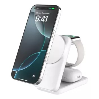 Indoor Charger Belkin UltraCharge 25w Qi2 3in1 Magnetic Charger EU White Square