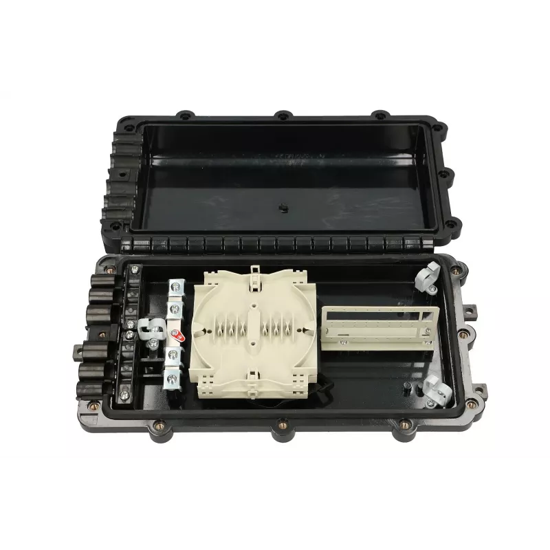 Outdoor fiber optic splice closure Extralink Jerry 2 trays 24-core, ABS/PVC housing, black
