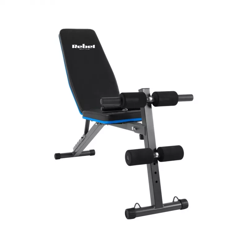 Incline training bench Rebel RBA-2003 with leg lock and resistance rubber bands