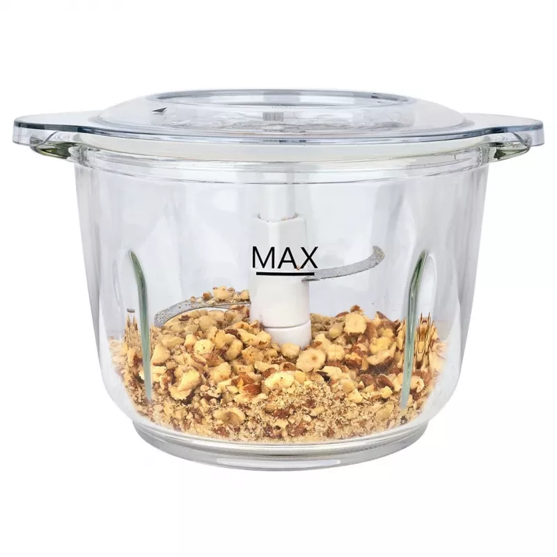 Electric food chopper HEINRICH'S HMZ 8850, 500 W, 2 L bowl, 4 blades, technopolymer, silver