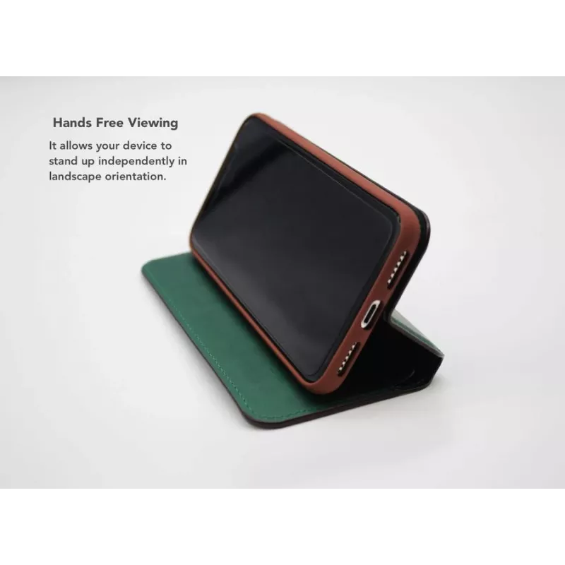 Protective folio case VixFox for iPhone XSMAX — forest green, folio cover with card slot