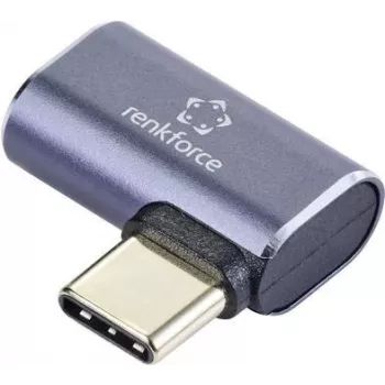 Renkforce USB4® Adapter [1x USB4® Plug - 1x USB-C® Socket] 40 GBit/s 90° left-angled, Aluminium-Plug (RF-5245272)