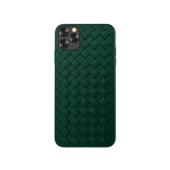 Protective soft case Devia for iPhone 11 Pro Max with woven pattern design, green