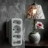 Power splitter MACLEAN MCE248 F/W — 3 AC sockets (1×16A, 2×6A) + 4×USB (2×A, 2×C PD 20W), EU plug, white