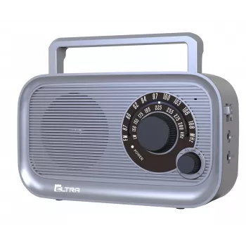 Portable Eltra HANIA gray FM/AM radio, compact design, battery-powered