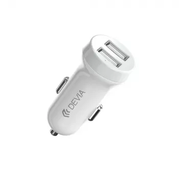 Car Charger Devia Smart Series Lightning 5V 3.1A Dual USB White