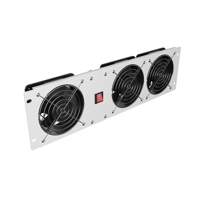 Ventilation panel vertical 19 inches for rack cabinet, 3 fans, 230V, grey
