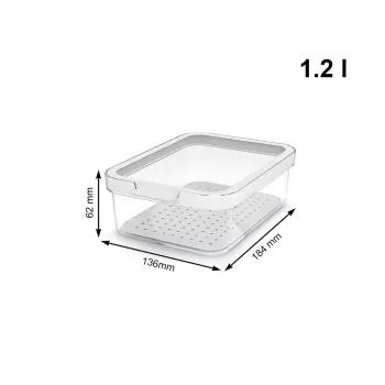 Food container rotho 1053201100 Rectangular 1.2 L transparent white, technopolymer, dishwasher-safe