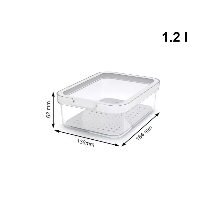 Food container rotho 1053201100 Rectangular 1.2 L transparent white, technopolymer, dishwasher-safe