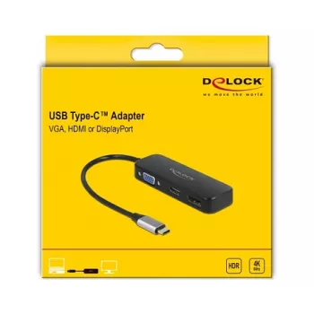 DeLOCK USB Type-C Adapter to VGA HDMI DisplayPort 4K 60 Hz