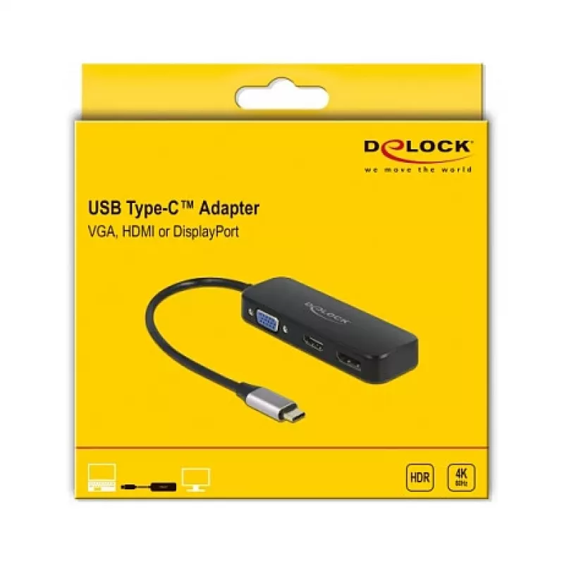 DeLOCK USB Type-C Adapter to VGA HDMI DisplayPort 4K 60 Hz