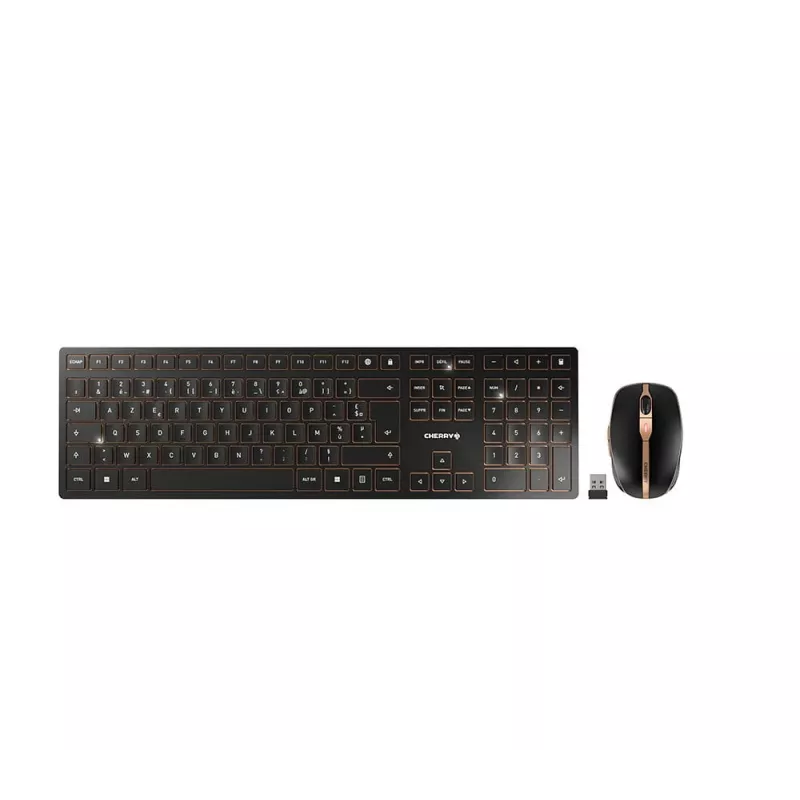 CHERRY DW 9100 SLIM keyboard Mouse included Universal RF Wireless + Bluetooth AZERTY French Black